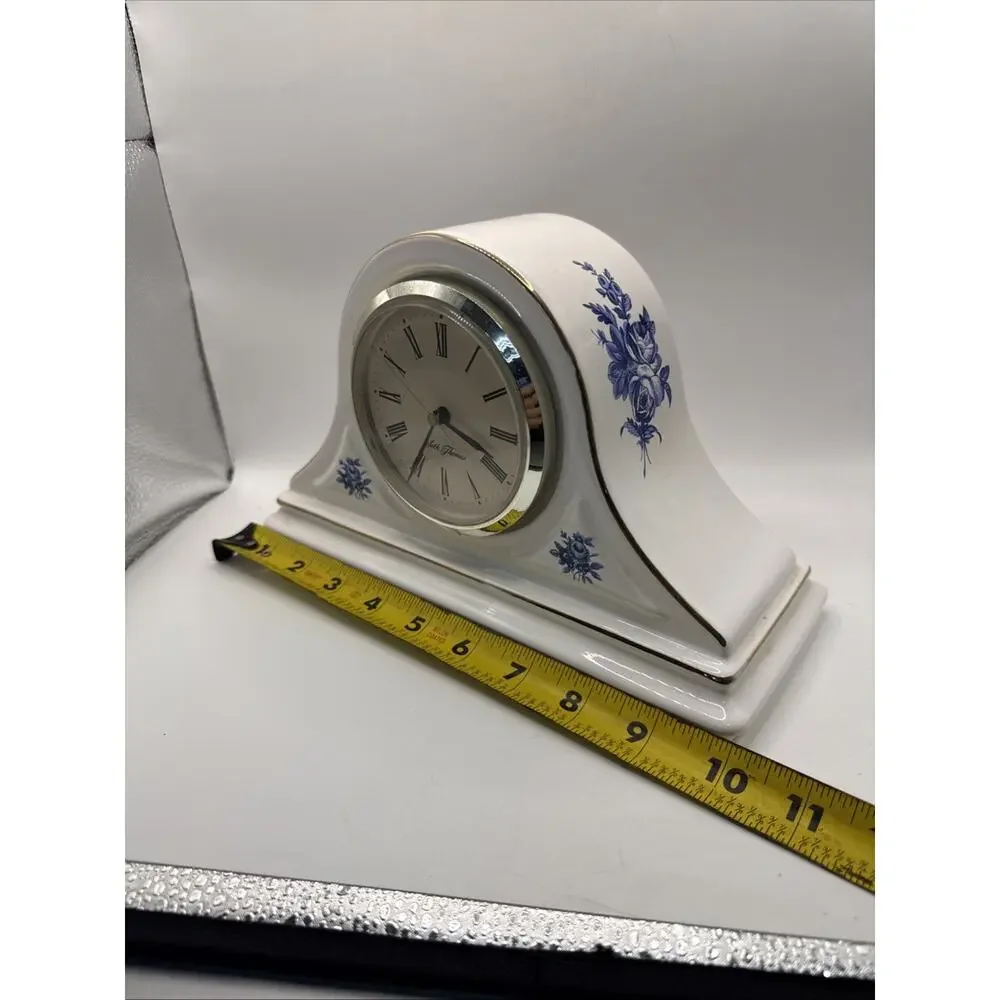Seth Thomas Mantel Shelf Clock w/ Hornsea Pottery Porcelain Blue & White Case *
